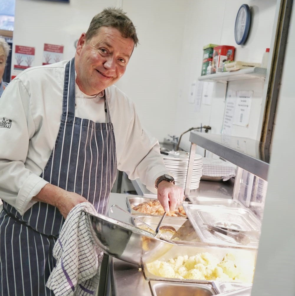 Chef Shay prepares nutritious food in Depaul's kitchens